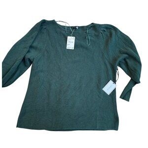 New 1. State Womens Textured Knit Puff Sleeve Blouse L